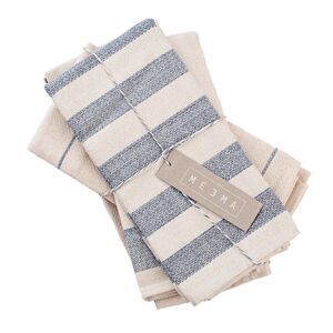 MEEMA Dish Towels Cotton Kitchen Towels Upcycled Denim and Cotton Set of 4